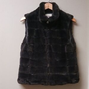 Dylan Charcoal Gray Faux Fur Vest Size Large